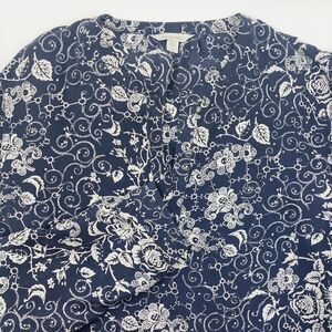 Garnet Hill Floral 100% Silk Blouse Top Women's Size 12 Long Sleeves Corporate